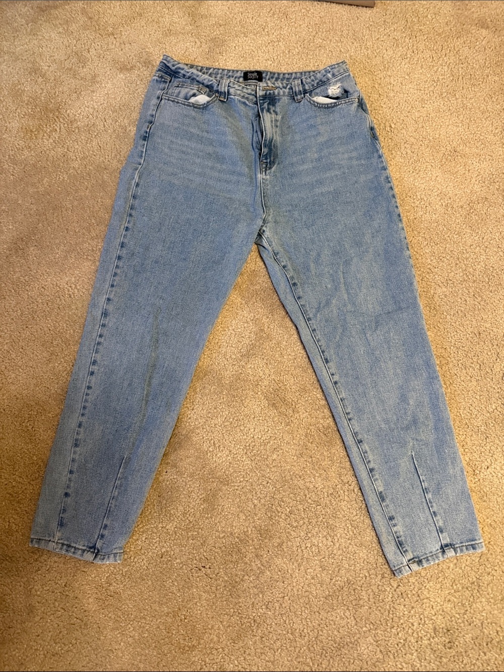 Light Wash High-Rise Tapered Jeans